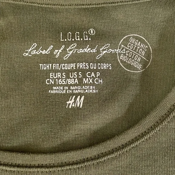 H&M Long Sleeve Ribbed T-Shirt Olive Green Size Small - Picture 5 of 11